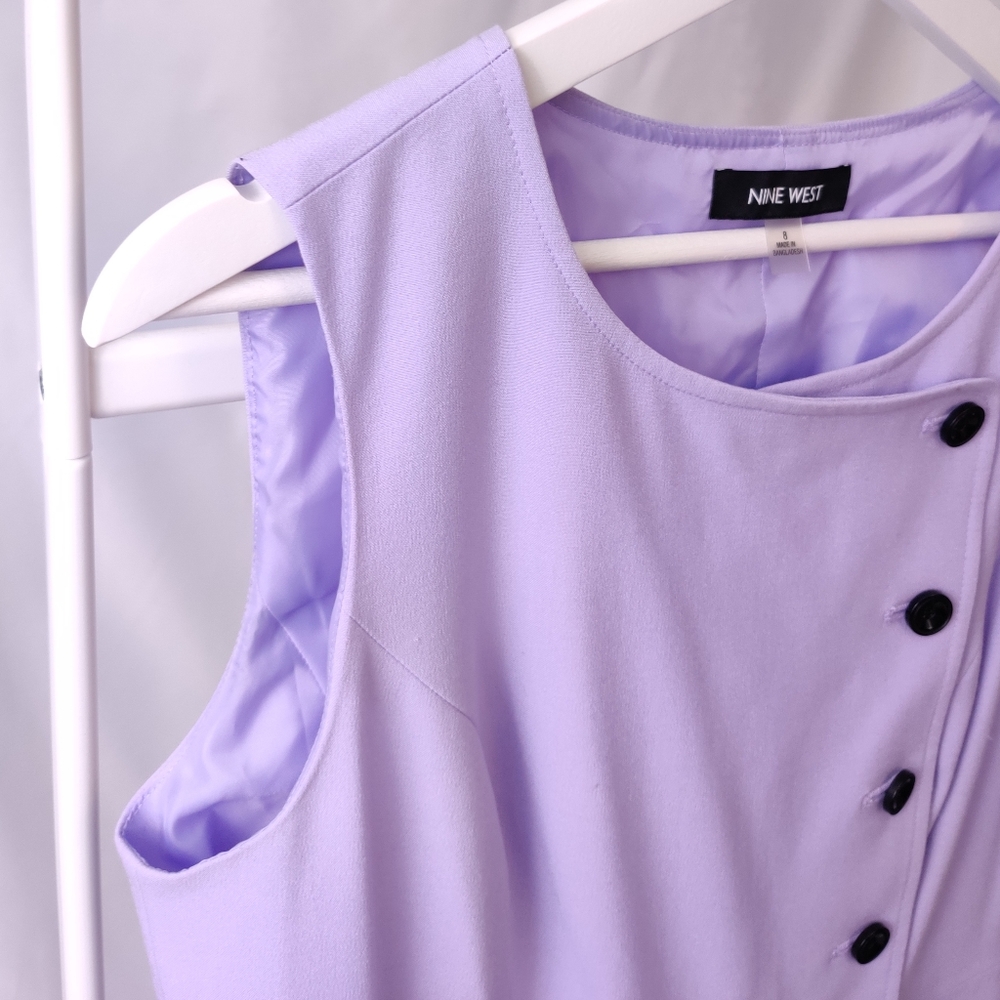 Nine West Sleeveless Lilac Button-Trim Midi Dress
